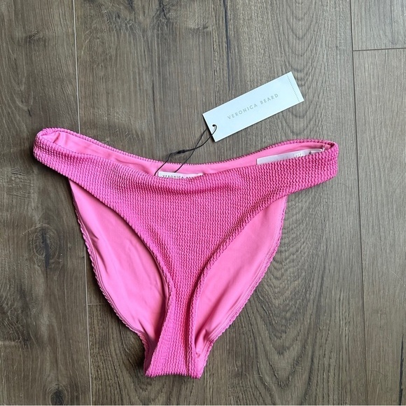 NWT Veronica Beard Marau Crinkle Bikini Bottom Pink Sherbet - Size Large - Picture 6 of 10